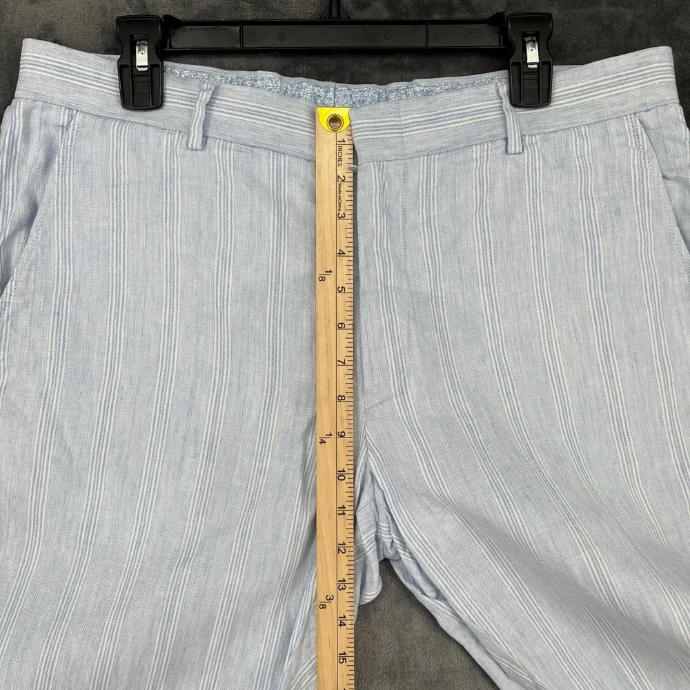 Murano Baird McNutt Linen Pants Mens 38x30 (Fits 36x29) Blue Striped Chino EUC